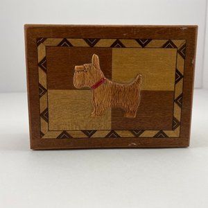 Scottie Wooden Box Made in Occupied Japan Inlay